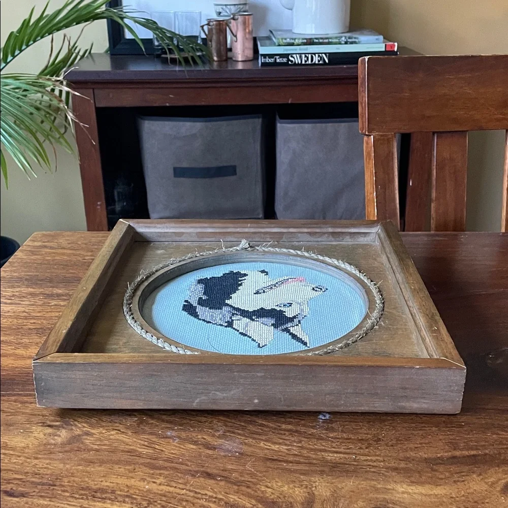 Siberian Husky Dog Completed Cross Stitch Solid Wood Vintage Framed Needlepoint - Picture 6 of 16